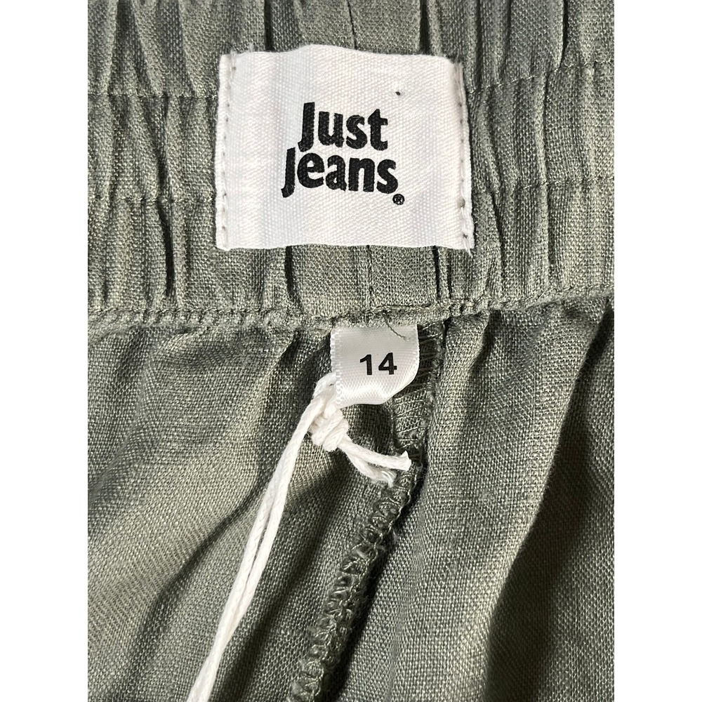 NWT Just Jeans Womens 14 Linen Shorts Moss Green 6" inseam - Picture 2 of 11
